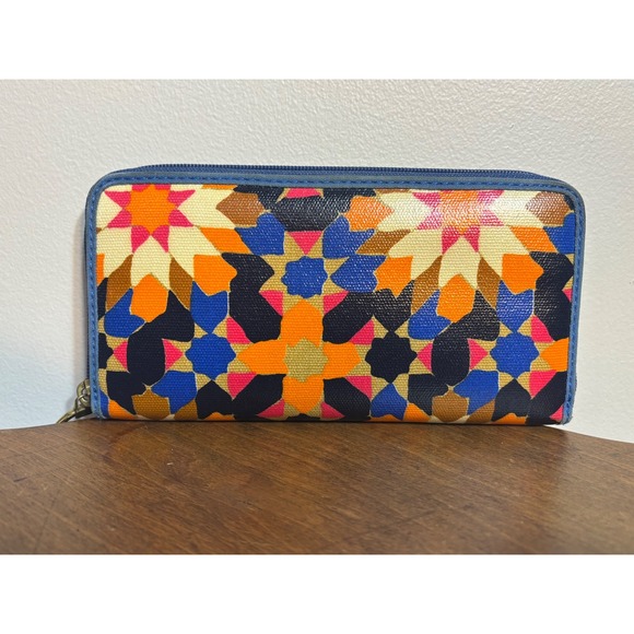 Fossil Geometric Multicolor Zip Around Wallet Organizer - Picture 2 of 7